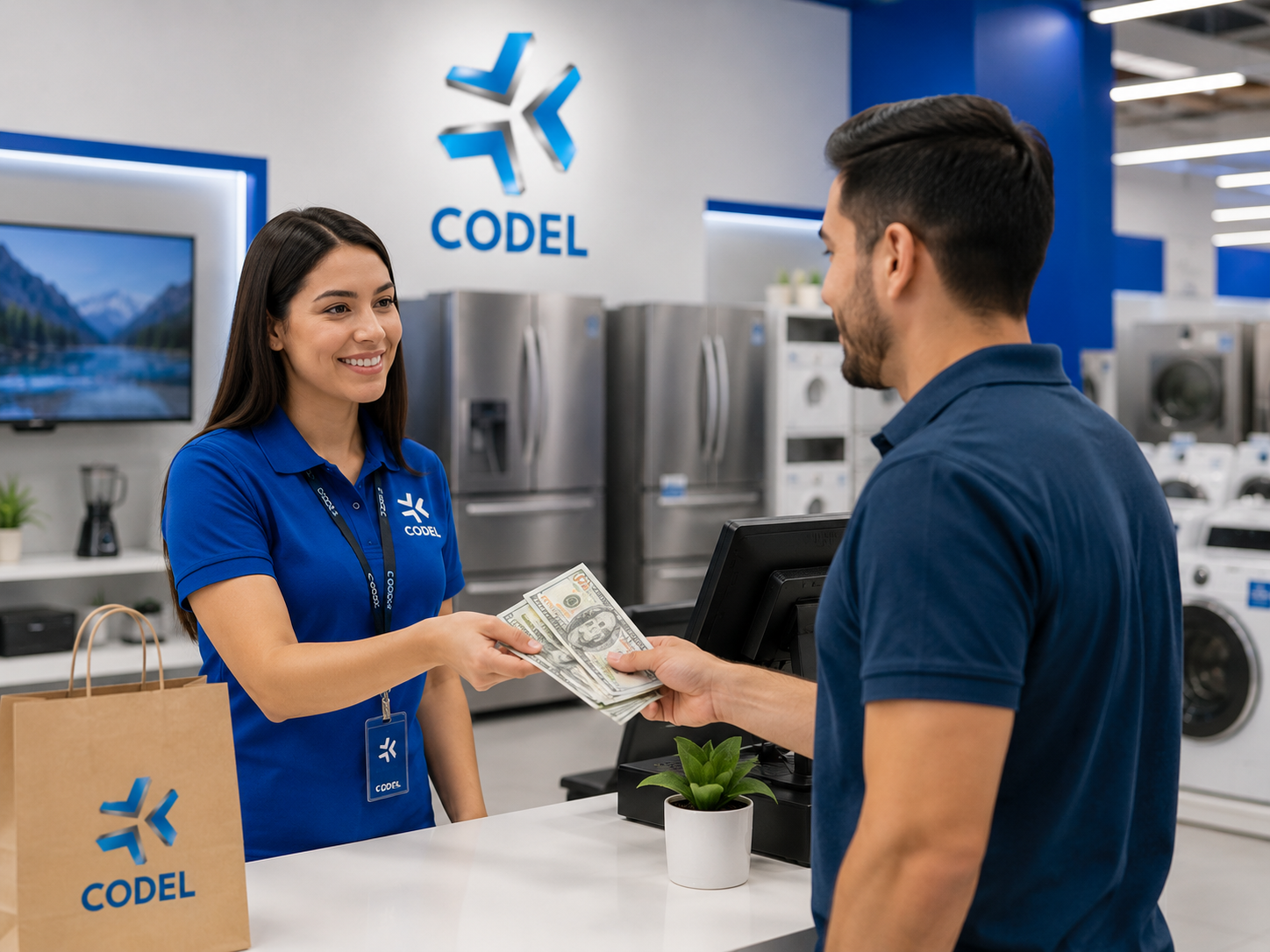 Cliente realizando pago de contado en CODEL